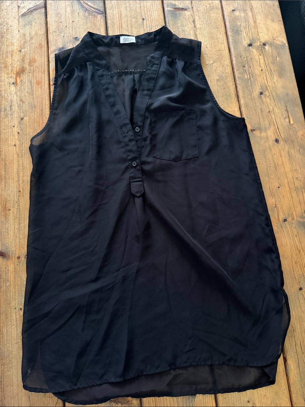 Charming Charlie Black Sleeveless Split-Neck Camisole